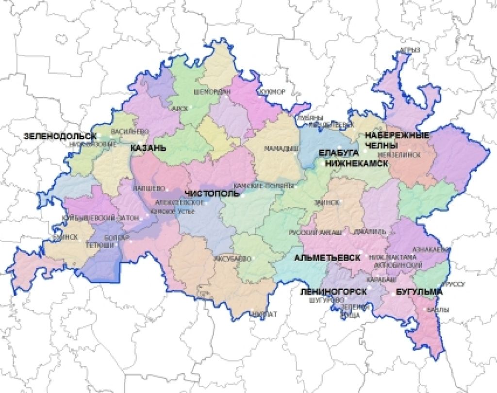 Республика Татарстан на карте России