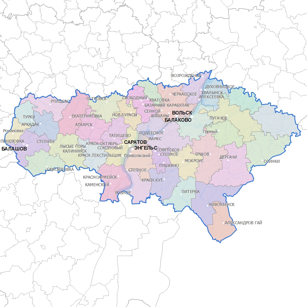 Административная карта саратовской области